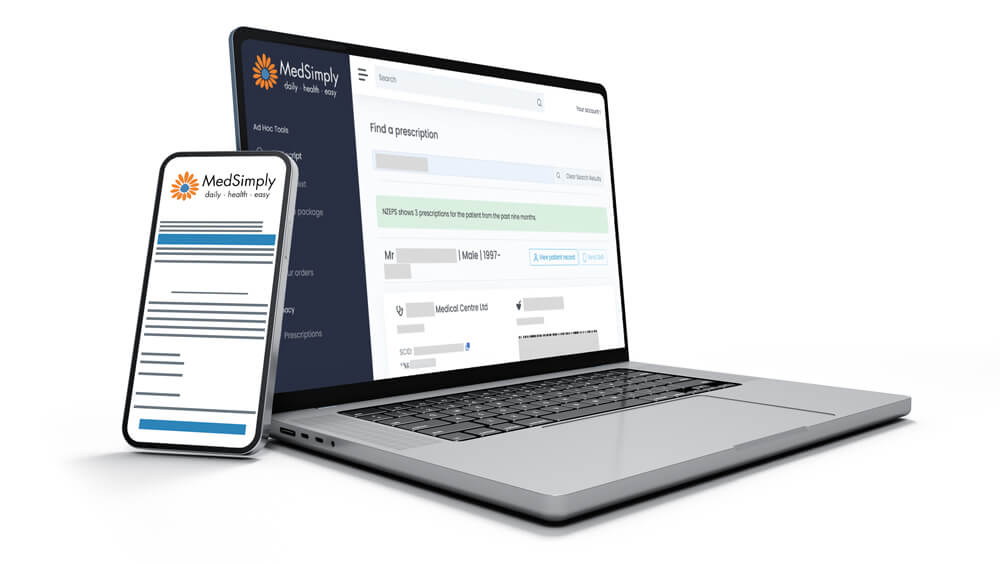 Screenshot of MedSimply software dashboard displaying pharmacy inventory levels and alerts.